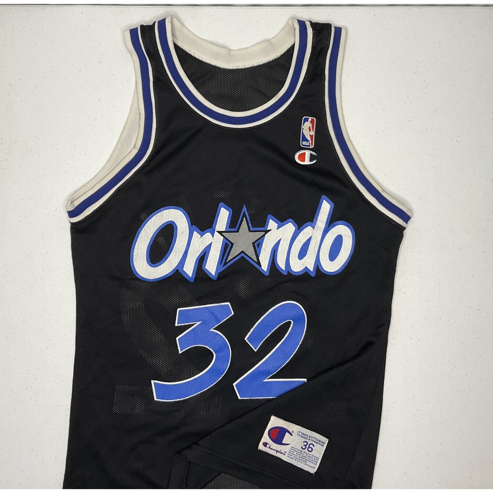 Vintage Champion Orlando Magic Jersey Shirt Sz 36 Shaquille O'Neil 90s #32 Black